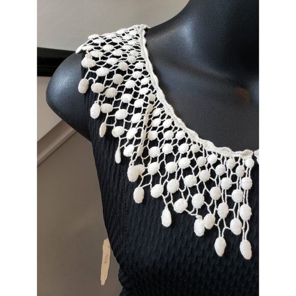 Free People Sheath Dress Womens M Black Lace Round Neck Sleeveless Keyhole Back - Picture 13 of 13